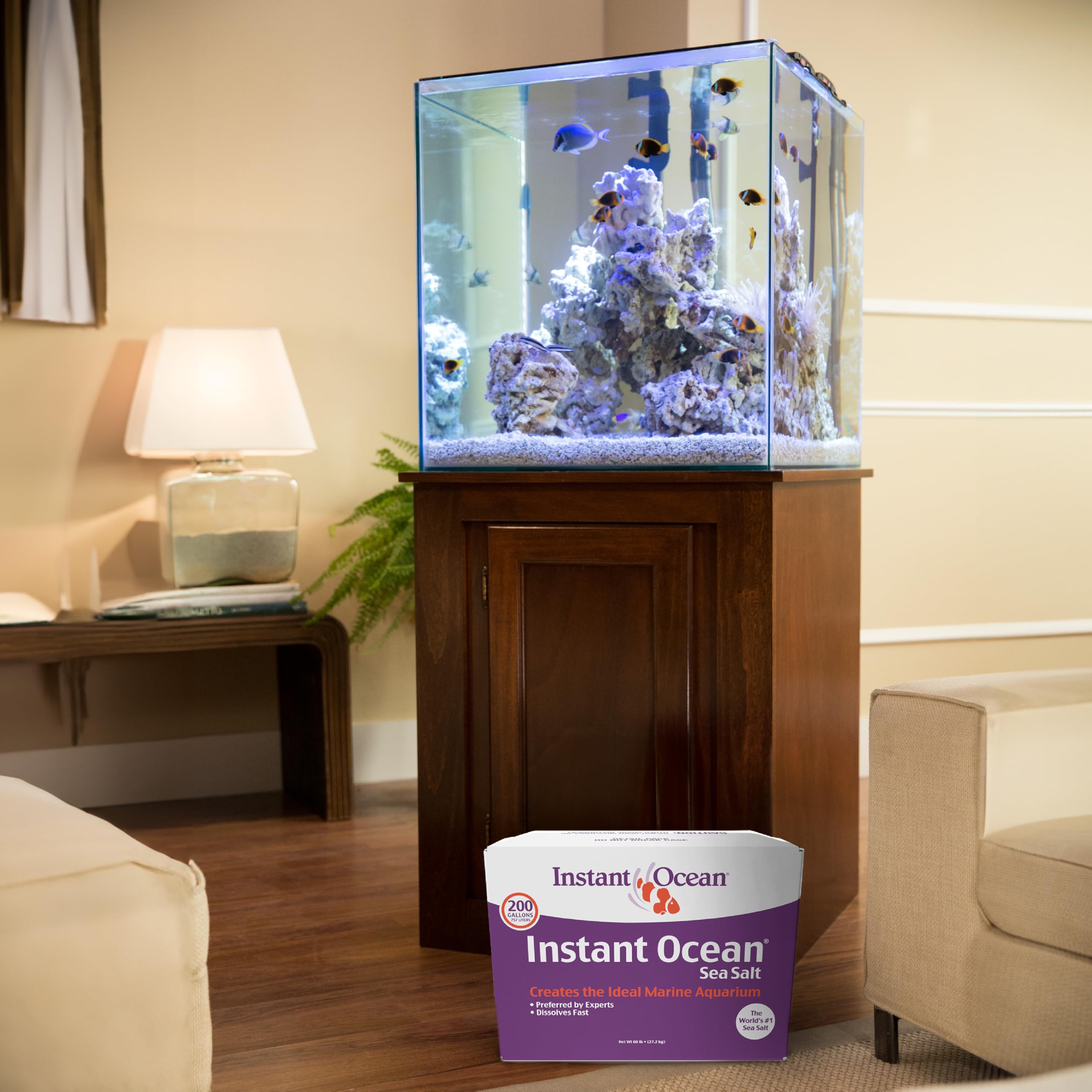 Instant Ocean Sea Salt for Marine Fish Tank Aquariums, Nitrate & Phosphate-Free